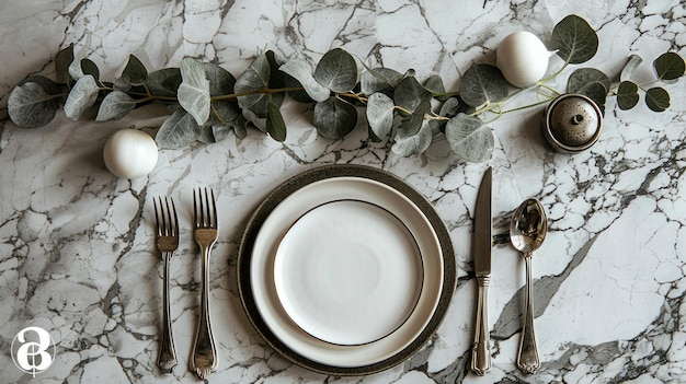 Zestaw talerzy i sztućców